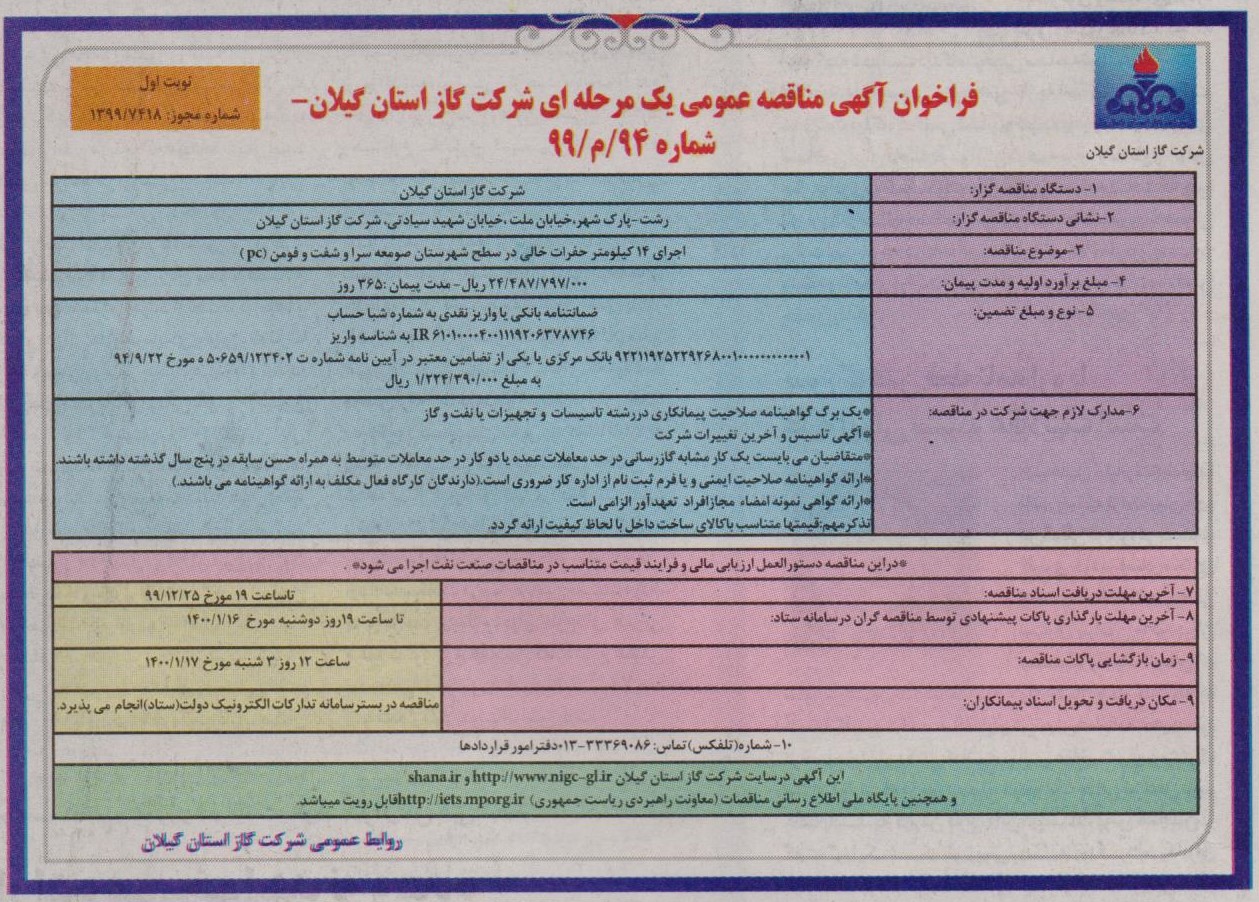 اجرای 14 کیلومتر شبکه حفرات خالی در شهرستان های صومعه سرا، فومن و شفت - 18 اسفند 99