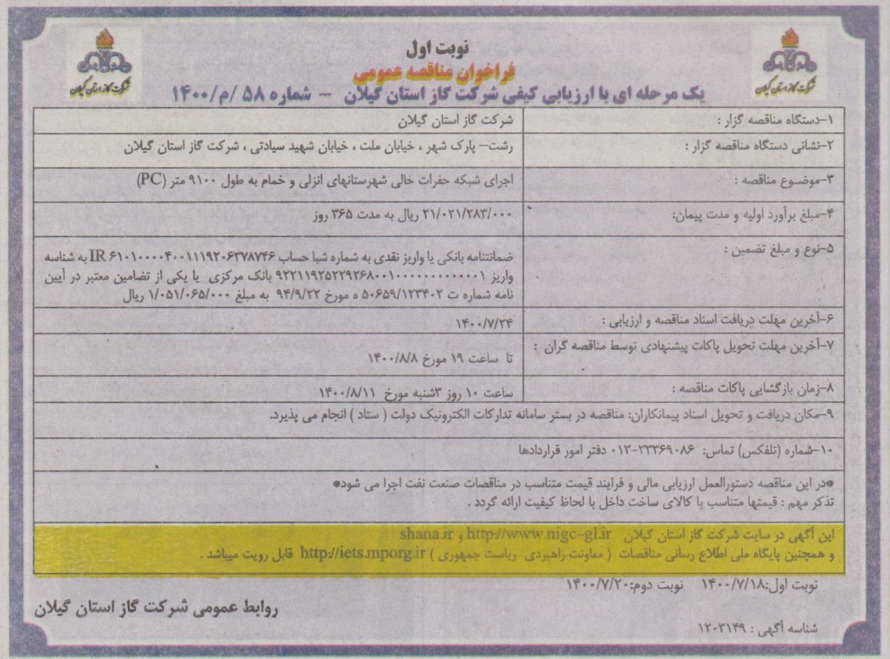اجرای حفرات خالی شهرستان های انزلی و خمام - 18 مهر 1400