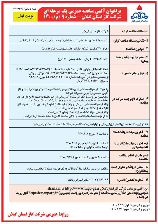 اجرای 20 کیلومتر شبکه حفرات خالی شهرستان لنگرود - 30 فروردین 1400